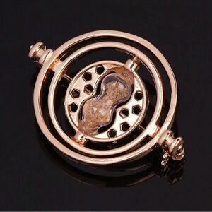 Harry Potter Time Turner Brooch, Gold tone, Lightweight, Glitter Sand, U…